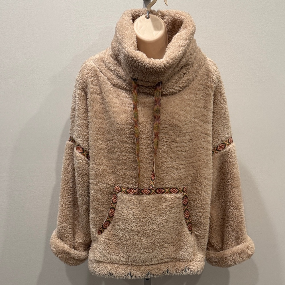 Sundance Cream Cowl Neck Sweater XSP Sherpa Boho Cozy Oversized